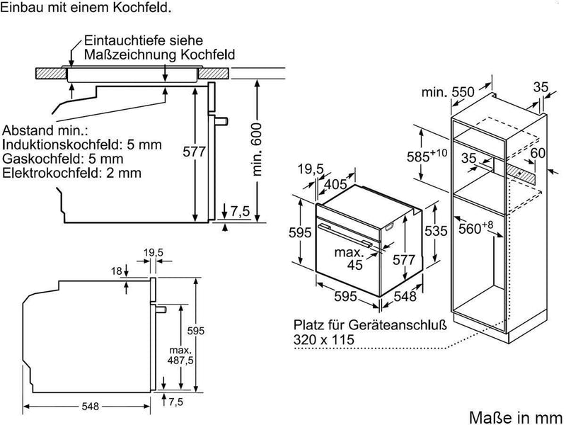 BOSCH Einbau-Backofen 60 cm Vulkan schwarz, mit AutoPilot 13 Beheizungsarten inkl. 4D-