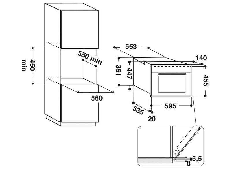 Bauknecht Einbau-Mikrowellen-Backofen (Nische 45) - EMPK34545IN