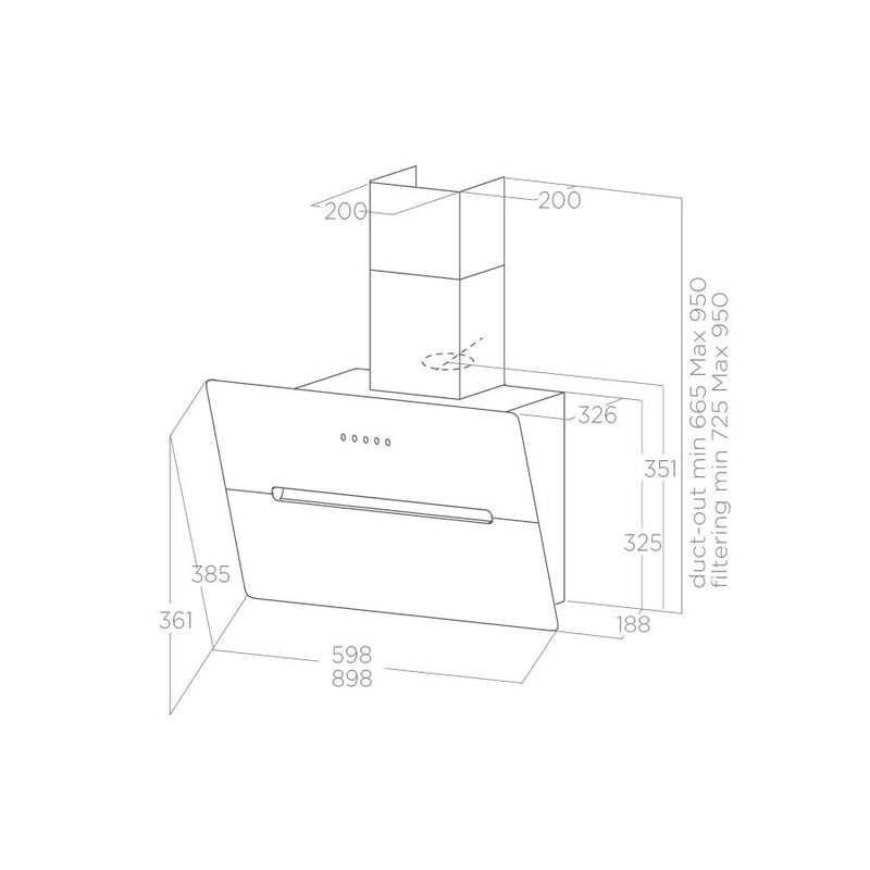 ELICA Wandhaube WISE60BK, 600 mm breit, schwarz Ausstattung: 1 Motor, 3 Leistungsstufen, 1