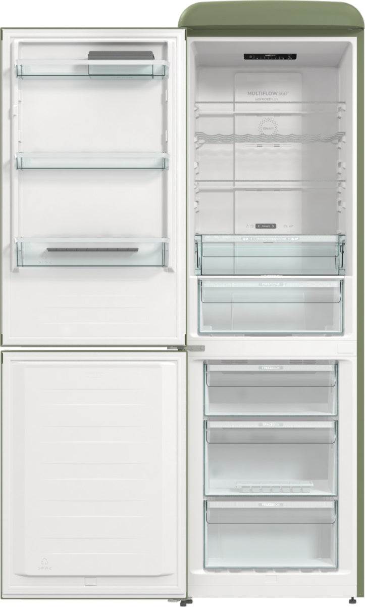 Gorenje Retro Kühl-Gefrierkombination Olive - Türanschlag links - ONRK619DOL-L