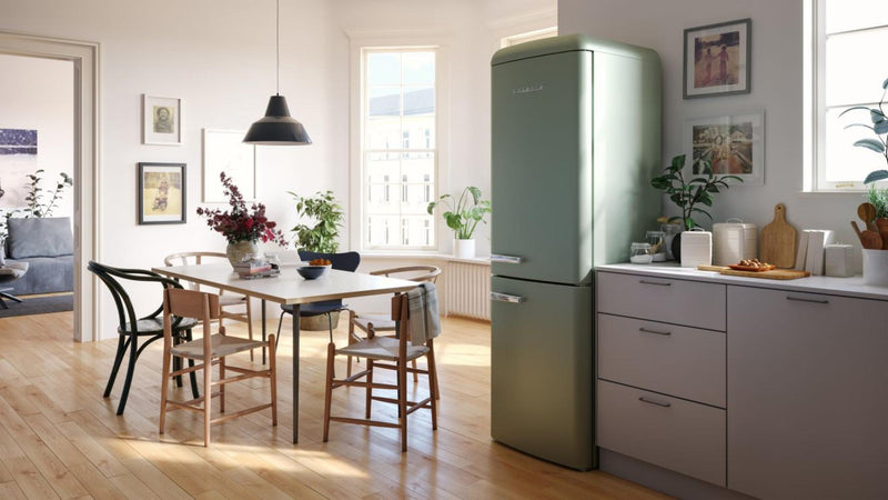 Gorenje Retro Kühl-Gefrierkombination Olive - Türanschlag links - ONRK619DOL-L