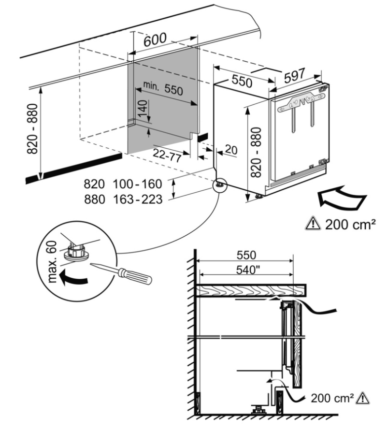 LIEBHERR Kühlschrank Unterbaugerät Premium Vollintegrierbar - 88cm