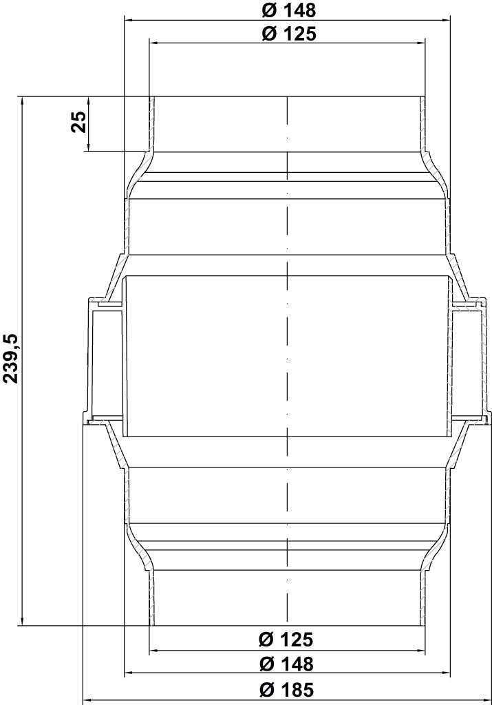 KDA flow 125-150 Kondenswasserabscheider, Verbindungselement, weiß