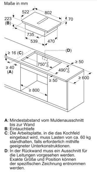 BOSCH Muldenlüfter Induktionskochfeld 80cm - PVQ811F15E