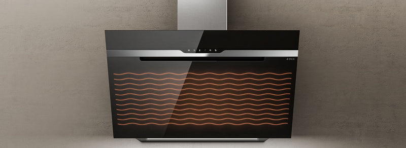 ELICA Wandhaube MAJESTIC NO DRIP BL-A-90 Schwarz-Edelstahl poliert, Leistung 600m³-h,