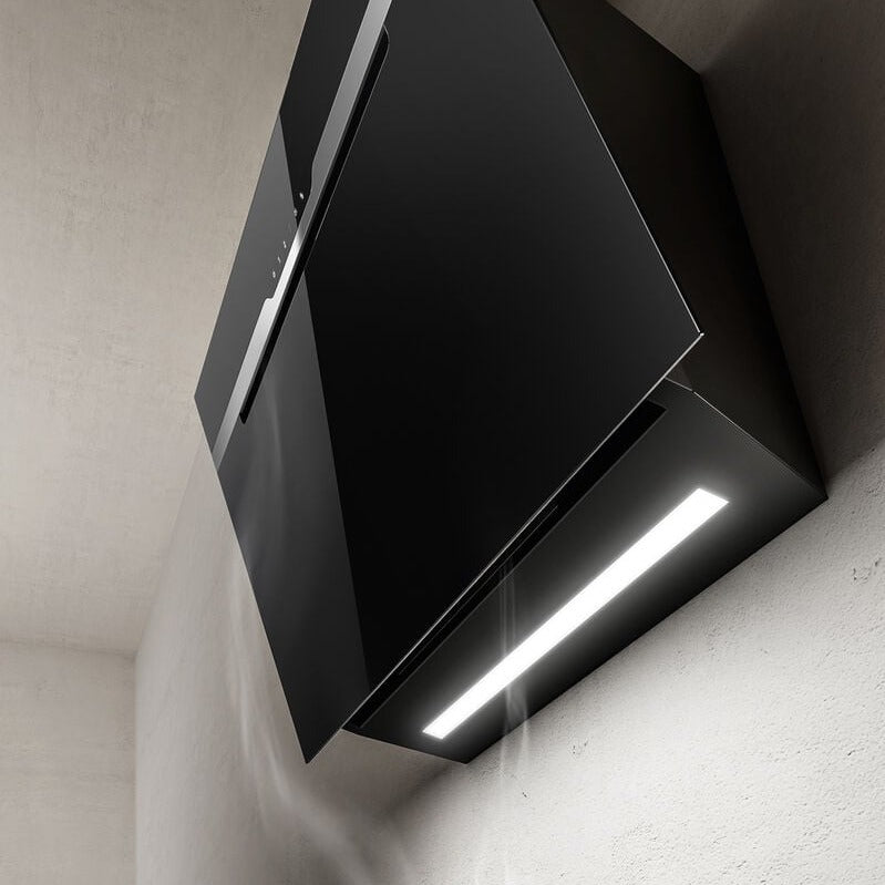 ELICA Wandhaube MAJESTIC NO DRIP BL-A-90 Schwarz-Edelstahl poliert, Leistung 600m³-h,