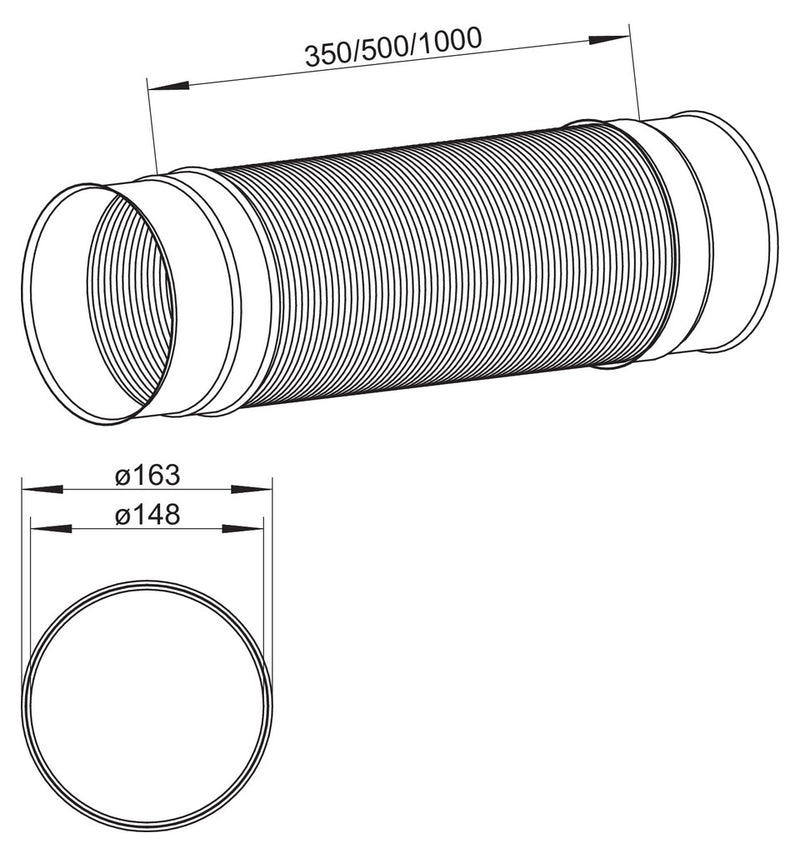 STEEL flow SR-R flex 150 Rundrohr Lüftungsrohr Aluminium Edelstahl L 1000 - 4061008