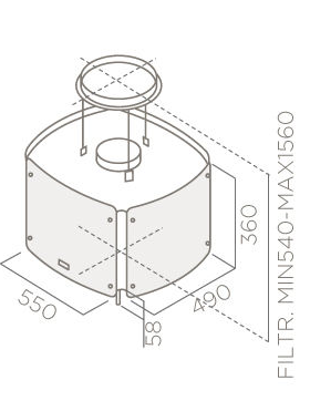 ELICA Inselhaube 55x49 cm ALBA CUBO IS IX/F/55 - PRF0007242